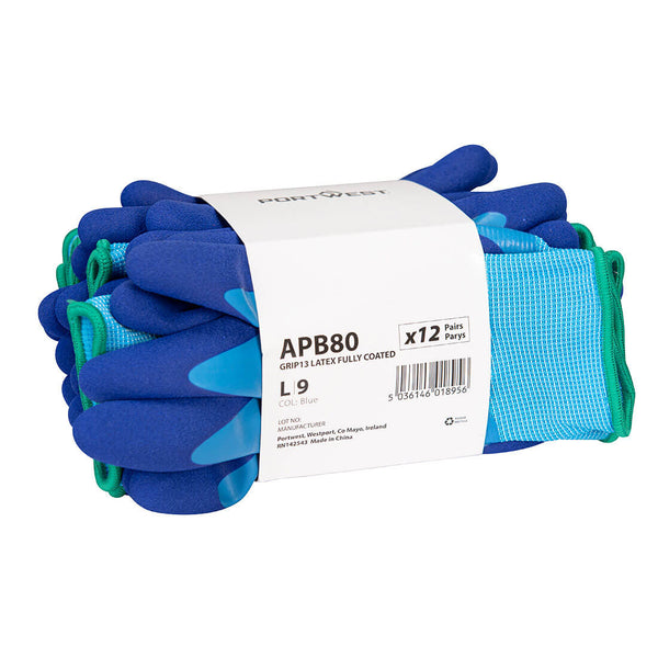 AP80 Grip 13 Latex Foam Aqua Glove Pack of 12