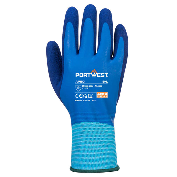AP80 Grip 13 Latex Foam Aqua Glove Pack of 12