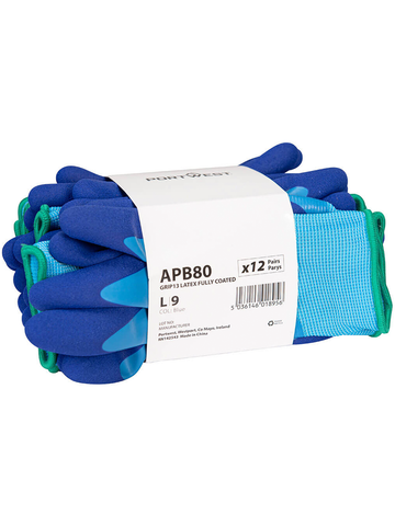 Building Services AP80 Grip 13 Latex Foam Aqua Glove Pack of 12