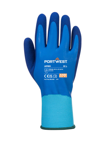 Building Services AP80 Grip 13 Latex Foam Aqua Glove Pack of 12